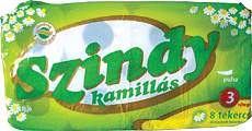 Szindy toalett pap�r, kamill�s - 8 db-os, 3 r�teg�